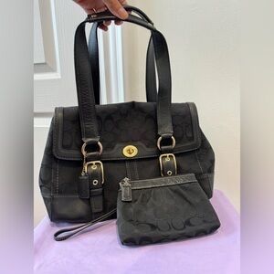 Black Coach Canvas Bag and Wallet